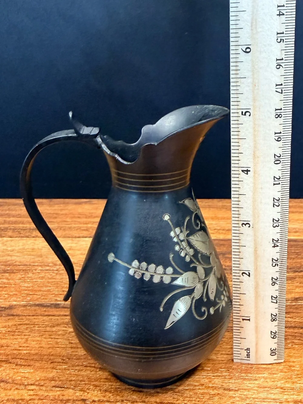 5” Pitcher/Vase with Etched Flowers